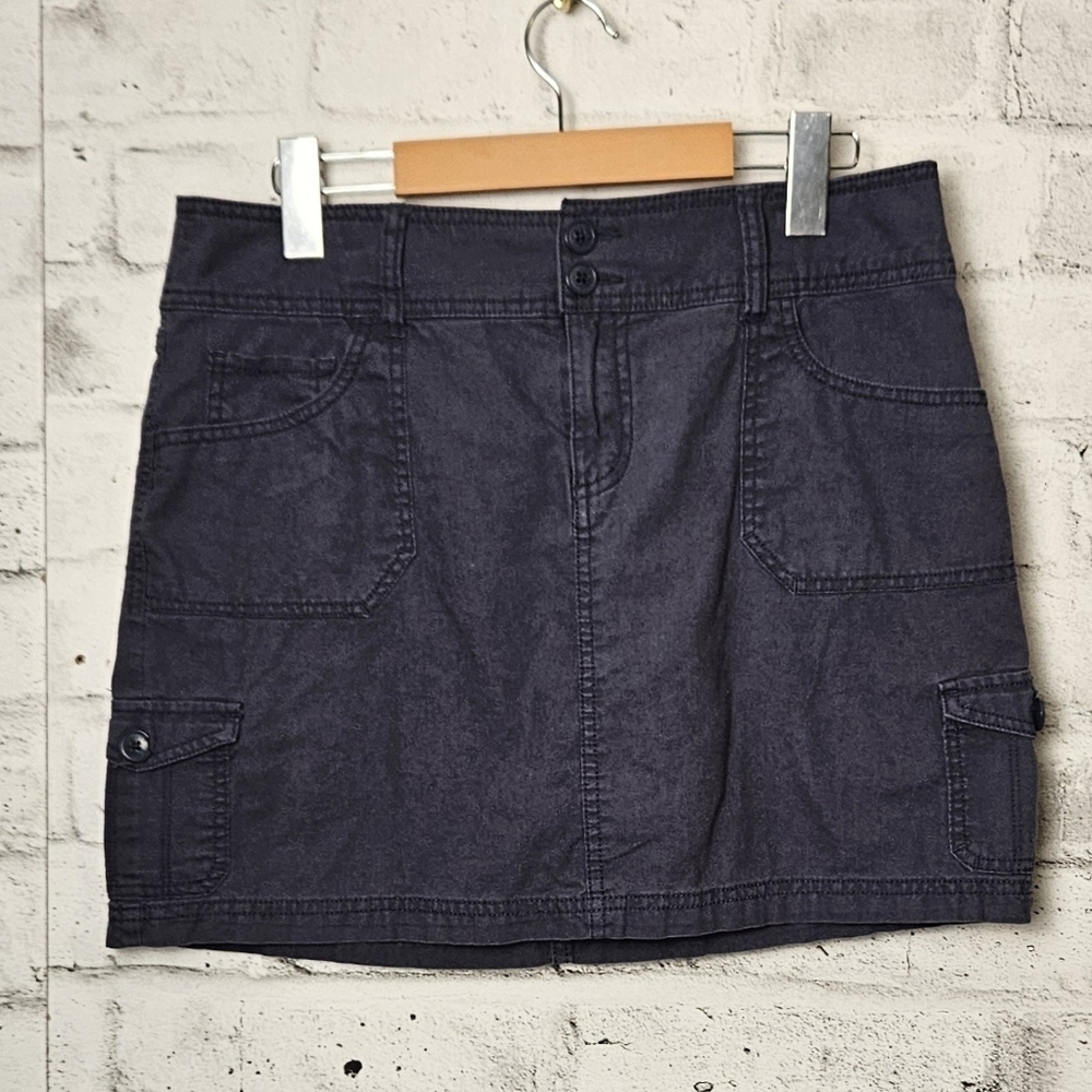 Beau Dawson Cargo Mini Skirt Size 8 Y2K Utility Pocket Dark Grey